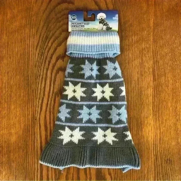 ๐ 6/$60, NWT, Dog Sweater Dress, Grey/Blue/White, Size XSmall - Picture 4 of 4